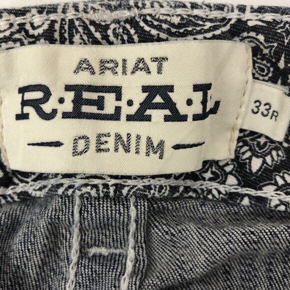 Ariat REAL Jeans Womens 33R Blue Mid Rise Entwined Boot Cut Marine 10017510 West - Picture 11 of 13